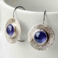 Zinc Alloy Drop Earrings with Glass Flat Round antique silver color plated vintage & fashion jewelry & for woman nickel lead & cadmium free 13-45mm Sold By Pair