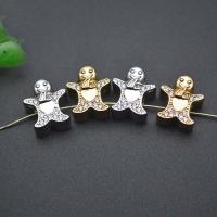 Brass Spacer Beads Gingerbread Man plated DIY & micro pave cubic zirconia nickel lead & cadmium free Sold By PC