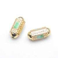 Brass Spacer Beads, gold color plated, DIY & enamel, green, nickel, lead & cadmium free, 8x20mm, Sold By PC