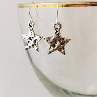 Zinc Alloy Drop Earrings Star silver color plated vintage & fashion jewelry & for woman nickel lead & cadmium free 13-45mm Sold By Pair