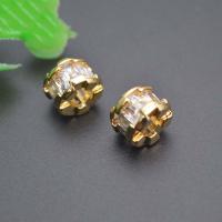 Brass Spacer Beads, Column, gold color plated, DIY & micro pave cubic zirconia, nickel, lead & cadmium free, 6x8mm, Sold By PC