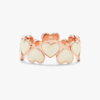 Zinc Alloy Finger Ring Heart rose gold color plated fashion jewelry & for woman & enamel white nickel lead & cadmium free Inner Approx 18mm Sold By PC