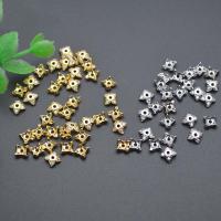 Brass Bead Cap Flower plated DIY & micro pave cubic zirconia nickel lead & cadmium free Sold By PC
