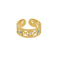 Tűzzománc Rozsdamentes acél Ujj gyűrű, 304 rozsdamentes acél, galvanizált, divat ékszerek & a nő, aranysárga, Által értékesített PC