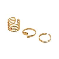 Stainless Steel Finger Ring, 304 Stainless Steel, plated, three pieces & fashion jewelry & for woman, golden, Sold By Set