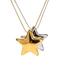 Stainless Steel Jewelry Necklace 304 Stainless Steel with 1.97inch extender chain Star Vacuum Ion Plating fashion jewelry & for woman 34mm Sold Per Approx 16.14 Inch Strand