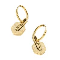 Titanium Steel  Earring plated fashion jewelry & for woman golden 12mm 15mm Sold By Pair