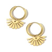 Titanium Steel  Earring, plated, fashion jewelry & for woman, golden, Sold By Pair