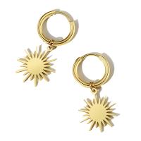 Titanium Steel  Earring, plated, fashion jewelry & for woman, golden, Sold By Pair