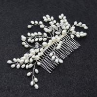 Dekoratives Haarkämmchen, Messing, mit Kristall & Kunststoff Perlen, Modeschmuck & für Frau, keine, frei von Nickel, Blei & Kadmium, 150x100mm, verkauft von PC