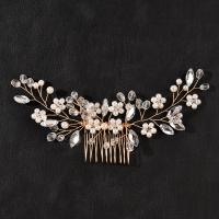 Dekoratives Haarkämmchen, Eisen, mit Kristall & Kunststoff Perlen, Modeschmuck & für Frau, keine, frei von Nickel, Blei & Kadmium, 180x65mm, verkauft von PC
