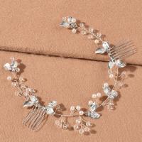 Headband Zinc Alloy with Crystal & Plastic Pearl plated fashion jewelry & for woman nickel lead & cadmium free 320mm Sold By PC