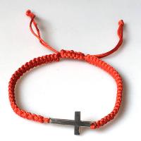Chaîne tissée Bracelets, Cordon de noeud, avec Acier inoxydable 304, croix, bijoux de mode & unisexe & réglable, plus de couleurs à choisir, Longueur:Environ 16-28 cm, Vendu par PC