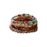 Glas perler armbånd, Glasperler, med Zinc Alloy, Boheme stil & for kvinde, flere farver til valg, Indvendig diameter:Ca. 53mm, Solgt af sæt