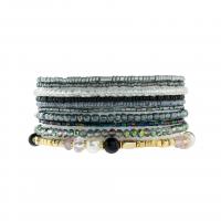 Glas perler armbånd, Glasperler, 10 stykker & Boheme stil & elastisk & for kvinde, flere farver til valg, Indvendig diameter:Ca. 55mm, Solgt af sæt