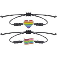 Moda Stvaranje Wax kabel Narukvice, Vosak, s Cink Alloy, ručno izrađen, bez spolne razlike & prilagodljiv & emajl, više boja za izbor, Dužina Približno 7-29 cm, Prodano By PC