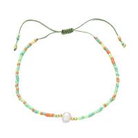 Glass Beads Bracelet Seedbead with Knot Cord & Freshwater Pearl handmade Bohemian style & adjustable & for woman Length Approx 16-30 cm Sold By PC