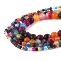 Achat Perlen, rund, DIY & verschiedene Größen vorhanden, farbenfroh, verkauft per ca. 38 cm Strang