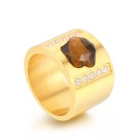 Strass roestvrij staal vinger ring, 304 roestvrij staal, met Natuursteen, Donut, verschillende grootte voor keus & voor vrouw & met strass, meer kleuren voor de keuze, 11mm,15mm, Verkocht door PC
