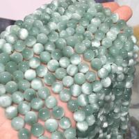 Spacer Perlen Schmuck, Katzenauge, poliert, DIY & verschiedene Größen vorhanden, grün, ca. 38PCs/Strang, verkauft per ca. 38 cm Strang