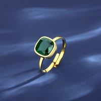 Titanium Čelik Finger Ring, s Dragi kamen, modni nakit & za žene, zlatan, nikal, olovo i kadmij besplatno, 9.4x9.4mm, Prodano By PC