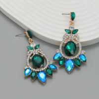 Tibetan Style Stud Earring, fashion jewelry & for woman & with rhinestone, more colors for choice, nickel, lead & cadmium free, 69x38mm, Sold By Pair