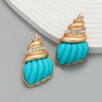 Zinc Alloy Stud Earring with Resin Conch fashion jewelry & for woman & with rhinestone nickel lead & cadmium free Sold By Pair