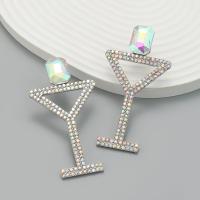 Pendientes de Perno de Aleación de Zinc, Joyería & para mujer & con diamantes de imitación, más colores para la opción, libre de níquel, plomo & cadmio, 78x42mm, Vendido por Par