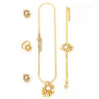Jewelry Sets Stud Earring & finger ring & bracelet & necklace Titanium Steel with ABS Plastic Flower plated 4 pieces & fashion jewelry & for woman nickel lead & cadmium free Sold By Set