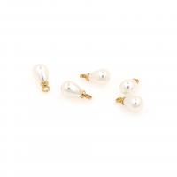 Bijoux pendentifs en laiton, avec perle de plastique, Placage, DIY, doré, 11.50x5.70mm, Vendu par PC