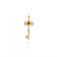 Cubic Zirconia Micro Pave Brass Pendant, plated, DIY & micro pave cubic zirconia, gold, 36x14x3mm, Sold By PC