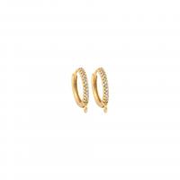 Brass Lever Back Earring Component, plated, DIY & micro pave cubic zirconia, gold, 15x13x1.50mm, Sold By PC