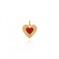 Μενταγιόν Brass Heart, Ορείχαλκος, Καρδιά, επιχρυσωμένο, DIY & σμάλτο, περισσότερα χρώματα για την επιλογή, 13.50x16x2mm, Sold Με PC
