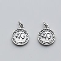 925 Sterling Silver Pendant, Round, plated, DIY, more colors for choice, 11mm, Sold By PC
