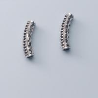 925 Sterling Silver Curved Tube Beads, Antique finish, DIY, original color, 5x5x22mm, Hole:Approx 3.5mm, Sold By PC