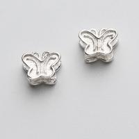 925 Sterling Silver Spacer Bead, Butterfly, plated, DIY, silver color, 6x5x3mm, Hole:Approx 1.3mm, Sold By PC