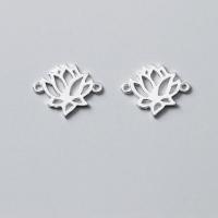 925 Sterling Silver Connector Flower plated DIY silver color Sold By PC