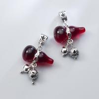 925 Sterling Silver Pendant with Ruby Alumina Calabash plated DIY red 31mm Sold By PC