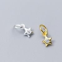 Cubic Zirconia Micro Pave 925 Sterling Silver Pendant Star plated DIY & micro pave cubic zirconia Sold By PC