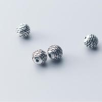 925 Sterling Silver Beads Round Antique finish DIY original color Sold By PC