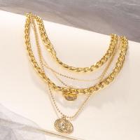 Tibetan Style Necklace, with 4inch extender chain, gold color plated, multilayer & oval chain & for woman, Length:Approx 13.7 Inch, Approx 15.1 Inch, Approx 16.1 Inch, Approx 16.9 Inch, Approx 18.7 Inch, Sold By PC