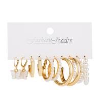 Zinc Alloy Earring Set with Plastic Pearl & Acrylic plated 5 pieces & fashion jewelry & for woman 27-35mm Sold By Set