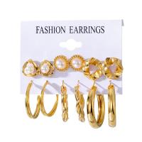 Zinc Alloy Earring Set with Plastic Pearl plated & for woman & with rhinestone Sold By Set