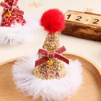 PVC Plastic Christmas Hair Clip, with Sequins & Gauze & Non-woven Fabrics, Christmas Hat, Christmas Design & for woman, more colors for choice, 90x90mm, Sold By PC