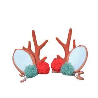 Felt Christmas Hair Clip, with Flocking Fabric & Resin, handmade, 2 pieces & Christmas Design & for woman, more colors for choice, 70x80mm, Sold By Set