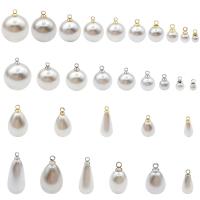 Colgantes de Aleación de Zinc, con Perlas plásticas, Bricolaje, Blanco, libre de níquel, plomo & cadmio, Vendido por Set