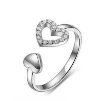 Krychlový Circonia Micro vydláždit mosazný prsten, Mosaz, barva stříbrná á, módní šperky & micro vydláždit kubické zirkony & pro ženy, nikl, olovo a kadmium zdarma, 17mm, Prodáno By PC