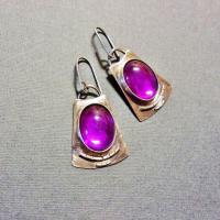 Zinc Alloy Drop Earrings with Glass plated vintage & fashion jewelry & for woman purple nickel lead & cadmium free 13-45mm Sold By Pair