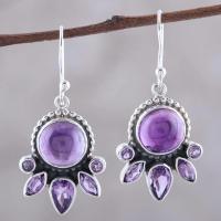 Zinc Alloy Drop Earrings with Glass silver color plated vintage & fashion jewelry & for woman & with rhinestone purple nickel lead & cadmium free 13-45mm Sold By Pair