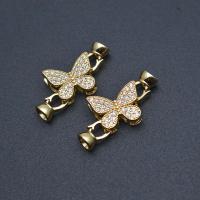 Brass Hook and Eye Clasp Butterfly gold color plated DIY & micro pave cubic zirconia nickel lead & cadmium free Sold By PC